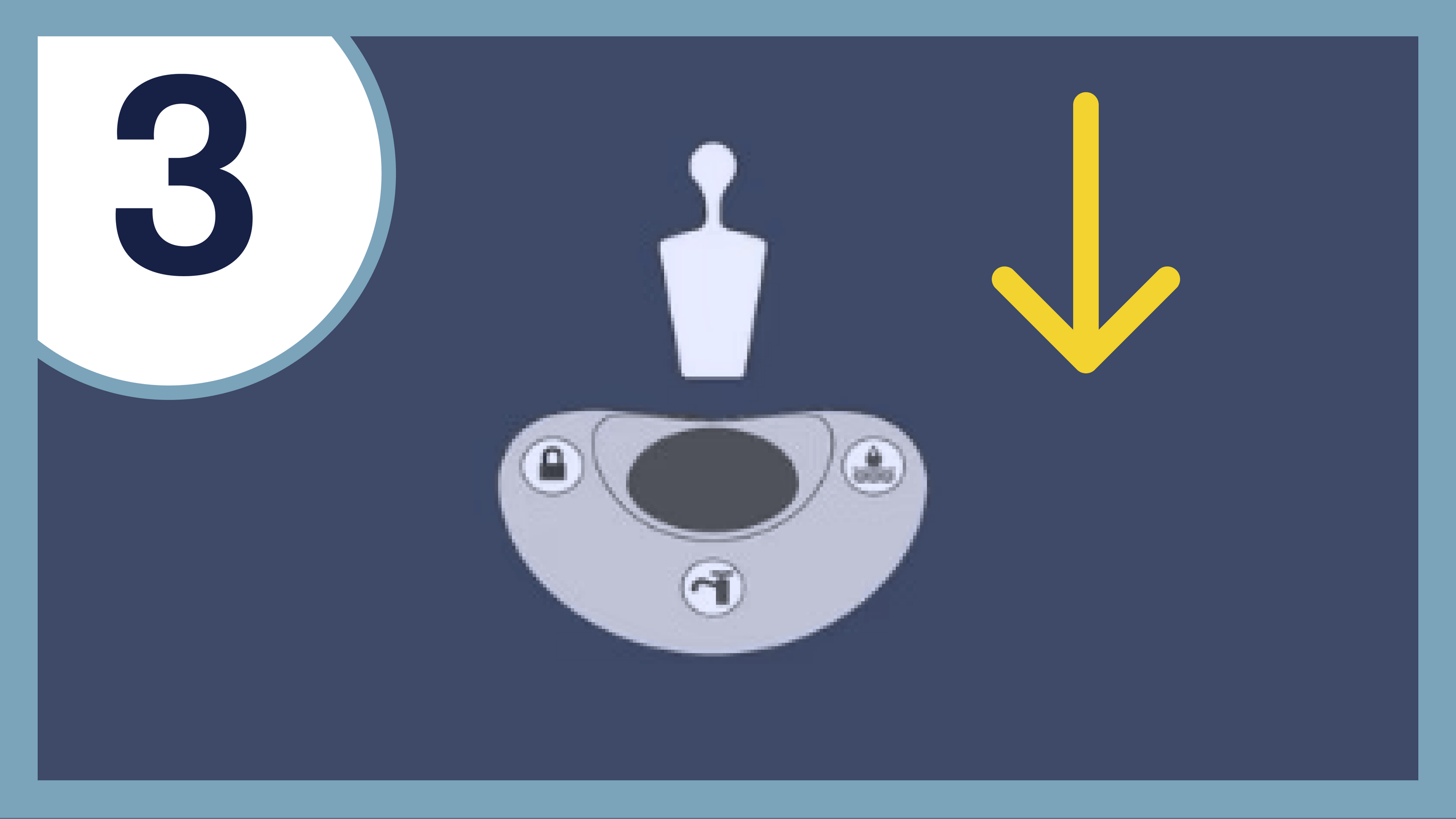 Illustration of control panel and arrow.
